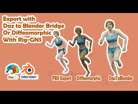 Rig and Animate Genesis Figures Exported with Daz to Blender Bridge or Diffeomorphic with Rig GNS