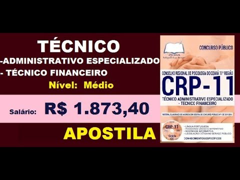 Apostila Concurso CRP 11ª Região 2019 Técnico Administrativo Especializado   Técnico Financeiro