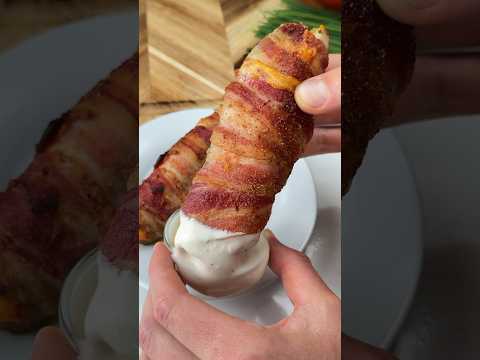 Cheesy Ranch Pickles and Chicken Tenders Wrapped in Bacon 😋🥓🧀🐔