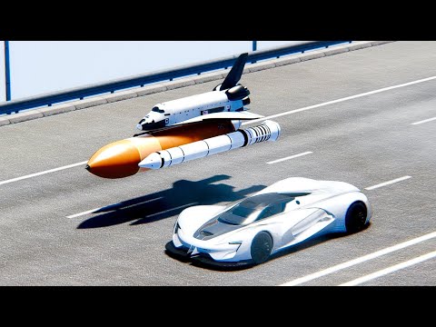 SRT Tomahawk vs MINI NASA Space Shuttle at Drag Race 20 KM