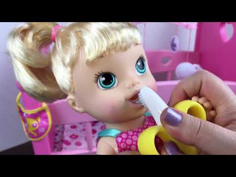 Baby Alive Doll Brooklyn's Night Routine with New Baby Banana Toothbrush! Video