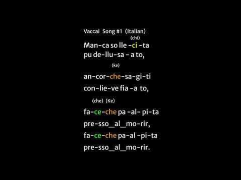 Vaccai Lesson 1 / song 1 / Manca sollecita with easy to follow lyrics