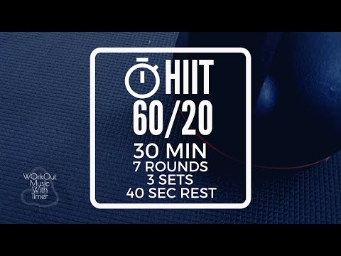 7 Rounds of 3 Sets of Interval timer with music 60/20 - 40 sec Rest between rounds 84