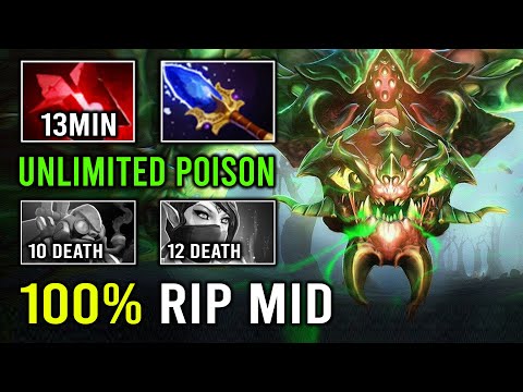 How to 100% Delete Mid As a Cancer Viper First Item 13Min Scepter Unlimited Poison Slow Dota 2