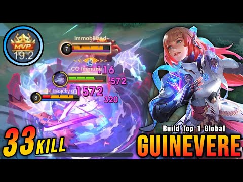 33 Kills No Death!! Guinevere MVP 19.2 Points 100% UNSTOPPABLE - Build Top 1 Global Guinevere ~ MLBB