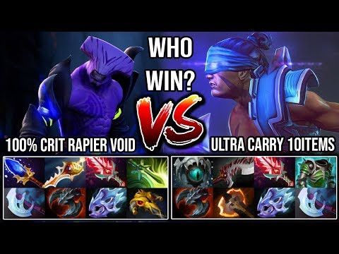 [Faceless Void] Vs [Anti-Mage] The Battle of the Century 100% Crit Rapier Vs Godlike 10Items DotA 2