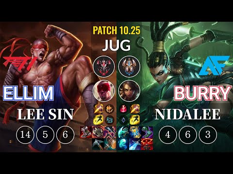 T1 Ellim Lee Sin vs AF.A Burry Nidalee Jungle - KR Patch 10.25