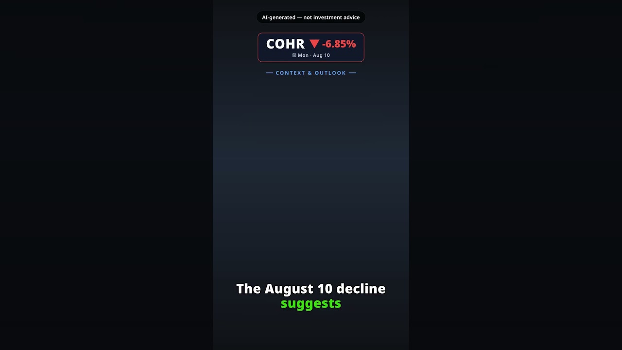 Why Is Coherent Stock Tumbling Today? COHR -6.85% (Aug 10)