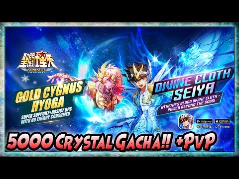 5000 Crystal GACHA!! GOD SEIYA & GOLD HYOGA +PVP w/ GCS & GCH - Saint Seiya Awakening