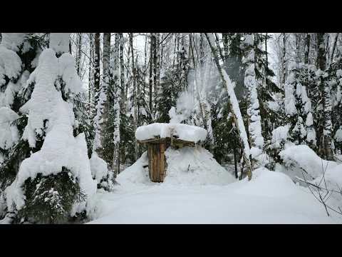 Buried My Forest Hut Under Snow | Winter Survival Test