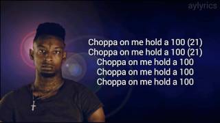 100 - 21 savage (lyrics)