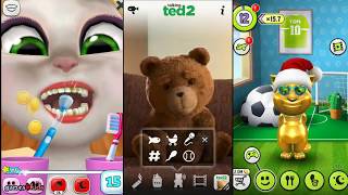 3 split screen gameplay - Talking TOM Talking Angela and Bear TED