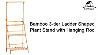 Bamboo 3-Tier Hanging Plant Stand Planter Shelves Flower Pot Organizer Rack