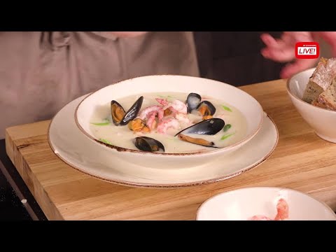 På Kjøkkenet - Fiskesuppe blåskjell, fisk og grønnsaker
