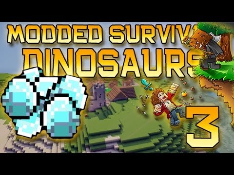 Minecraft: Modded Dinosaur Survival Let's Play w/Mitch! Ep. 3 - SO MANY DIAMONDS!