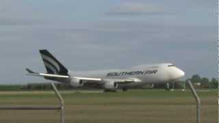preview picture of video 'landing Southern Air B747 and departing Ryan Air B737 @ LEJ on 12th May 2012'