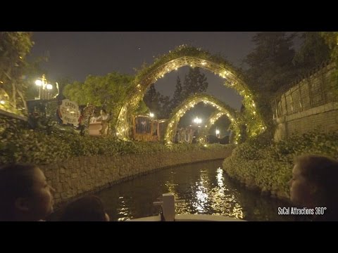 [HD] Beautiful Nighttime Storybook Land Canal Boats Ride-through with NEW Frozen Update - Disneyland