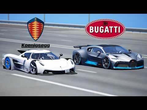 1,000KMH!!! Bugatti Divo vs Koenigsegg Jesko Absolut | DRAG & TRACK RACE
