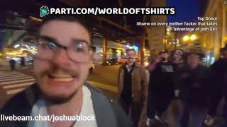 worldoftshirts josh block crashout fakes a seizure in chicago