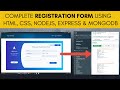 Complete Registration Form Using HTML CSS Node JS Express And MongoDB In Hindi In 2022