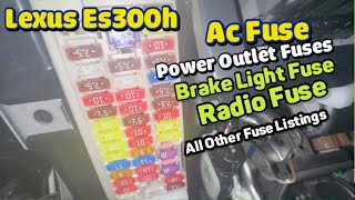 Lexus ES300h 2013 to 2018 fuse locations cigarette lighter , ac fuse, stop light, horn and radio