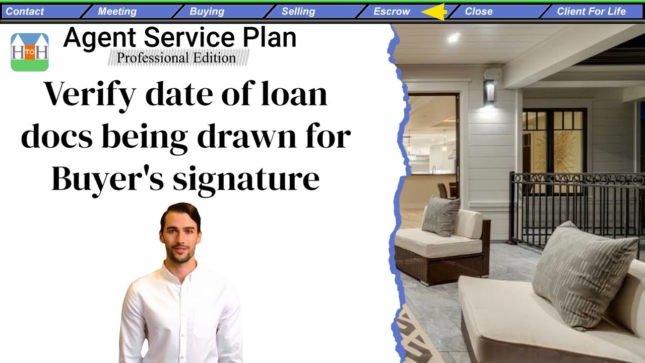 ESCROW: Verify date of loan docs being drawn for Buyer's signature