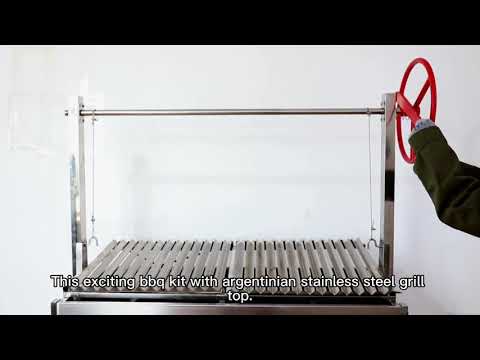 Stainless BBQ Grill Kit with Argentinian Adjustable Heights Charcoal Asado Grills