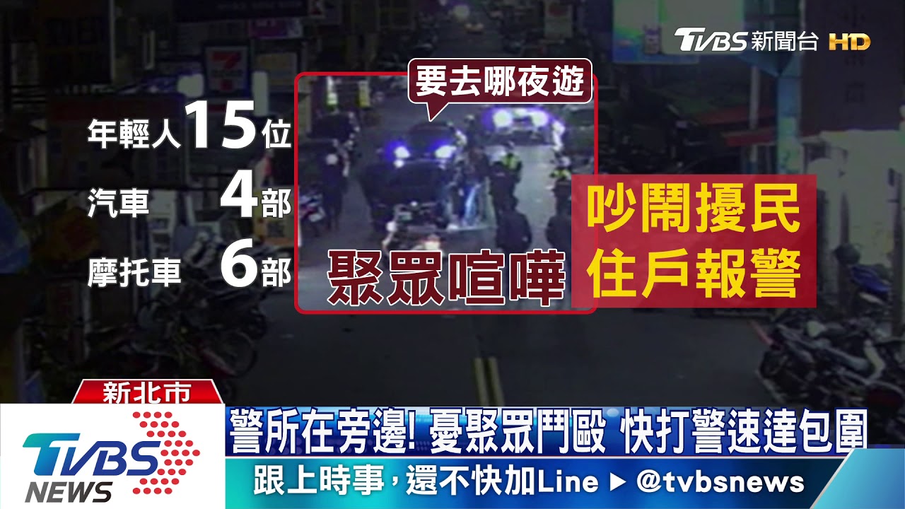 好吵!暗夜街頭15人「聚眾叫囂」 住戶報警