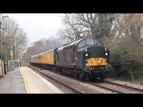 BR D6757 TnT Colas 37099 accelerate through Ham Street hauling a NR Test Train 20/3/20