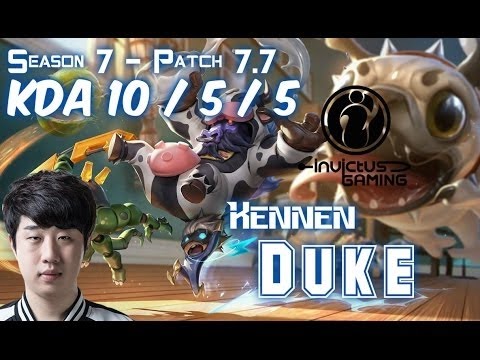 IG Duke KENNEN vs PANTHEON Top Lane - Patch 7.7 Korean Ranked
