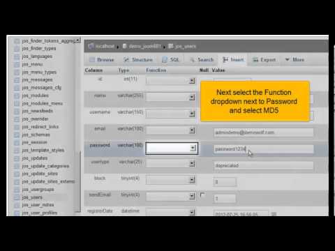 How to reset your Joomla 2.5 admin password using phpMyAdmin