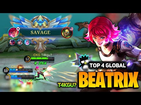 SAVAGE! Beatrix Goldlane Gameplay [ Top Global Beatrix Best Build ] By T4kgu? - Mobile Legends