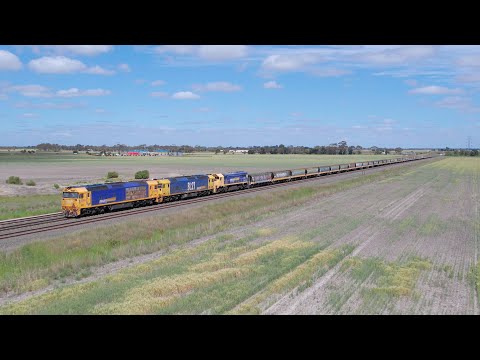 Drone Chases 7734V Pacific National Grain Train At Gheringhap (7/11/2024) - PoathTV Railway