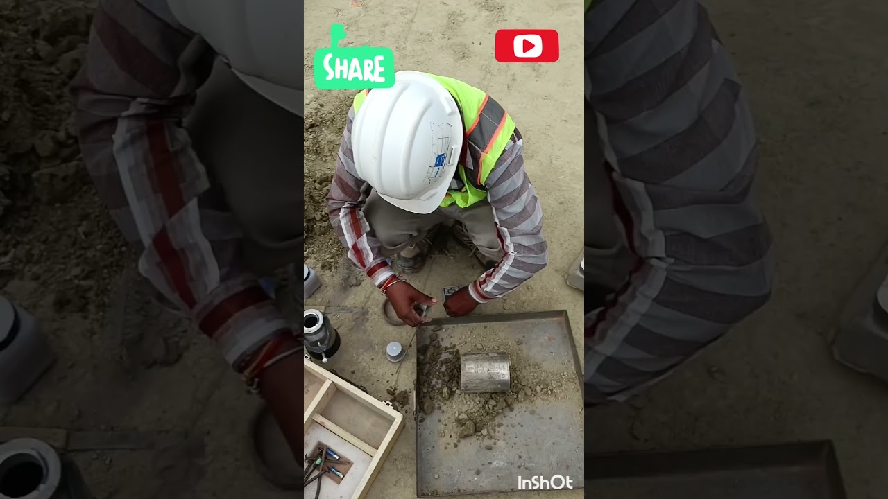 Dry density of soil compaction test by core cutter method at construction site.