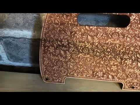 Wood Pickguard for Fender Telecaster Laser engraved Real Cherrywood with Unique Artwork image 7