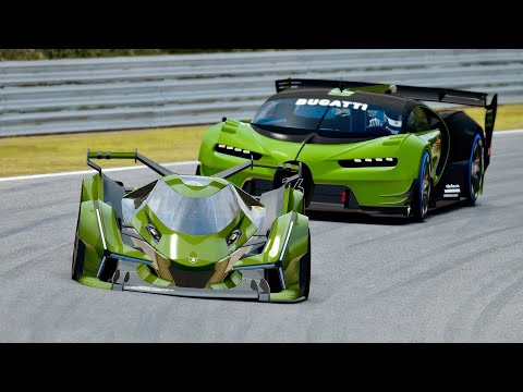 Lamborghini V12 Vision GT vs Bugatti Vision GT at Brands Hatch