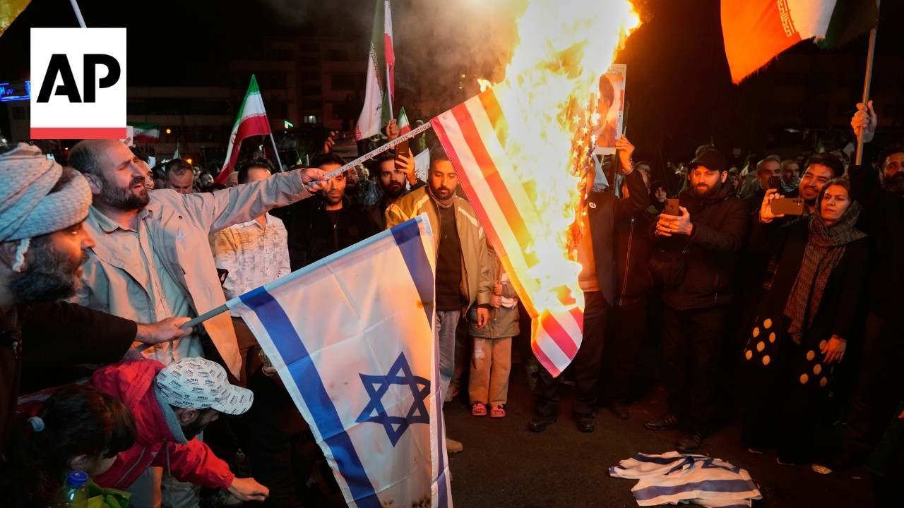 Video | Pro-Iran demonstrators burn US, Israel flags in Tehran after ceasefire