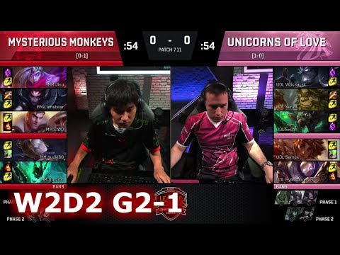 Mysterious Monkeys vs Unicorns of Love | Game 1 S7 EU LCS Summer 2017 Week 2 Day 2 | MM vs UOL G1