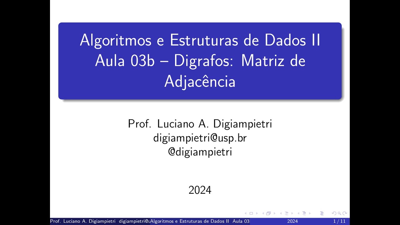 Grafos - Matrizes de Adjacência (parte 2) - Algoritmos e Estruturas de Dados II