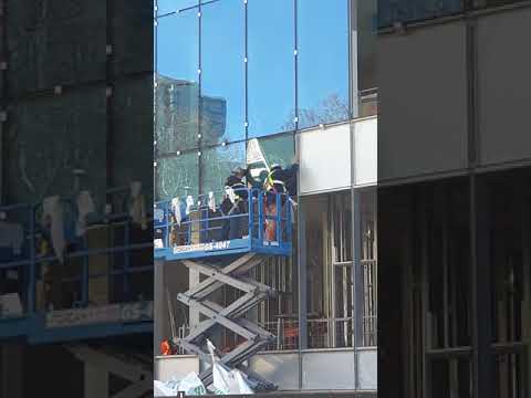 Installation of spandrel glass on curtain wall