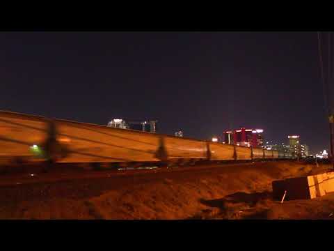 Union Pacific freight train at night Las Vegas, Nevada