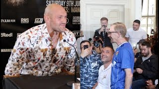 YOU WANT SOME? - THE WEALDSTONE RAIDER CRASHES TYSON FURY PRESS CONFERENCE TO OFFER HIM OUT