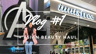 vlog #1 - marvel s.t.a.t.i.o.n, innisfree & asian beauty haul !! //