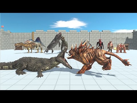 CARNIVORE DINOSAURS WITH MOSASAURUS & PURUSSAURUS VS INFERNALS - Animal Revolt Battle Simulator