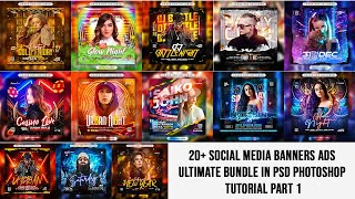 20+ Social Media Banners ADS Bundle Photoshop Tutorial Part 1