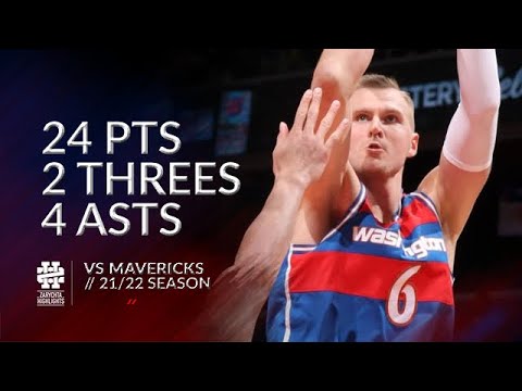 Kristaps Porzingis 24 pts 2 threes 4 asts vs Mavericks 21/22 season