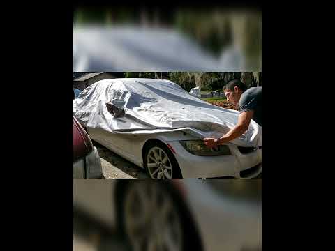 Easiest way to put up a car-cover, less painful technique, #shorts