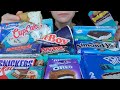 ASMR Snickers Cinnamon Bun Cinnabon Kitkat Milka Oreo Ice Cream Sandwich Birthday Cupcakes Twix