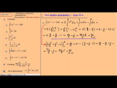 Mathematical analysis test, grade 12 - Definite integral. Properties