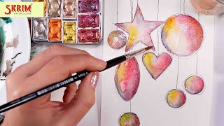 RUST on the Paint ? Watercolour Ornaments Greeting Card idea ! @skrimwatercolors